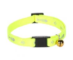 Verstellbares Halsband von 20 bis 35 cm. Fischmotiv + Glocke. gelbe Farbe für Katze