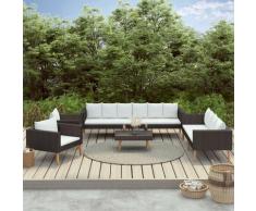 5-tlg. Garten-Lounge-Set mit Auflagen Poly Rattan Schwarz - Youthup