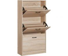 Songmics - vasagle Schuhschrank mit 3 Klappen, Schuhregal, Schuhkipper, Schuhkommode mit 3 Fächern,