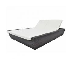 Outdoor-Lounge-Bett Mit Polster Poly Rattan Braun