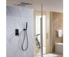 Komposition Komplettdusche mattschwarz eingebettet led Messing Komposition