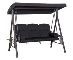 Outsunny - 3-Sitzer Hollywoodschaukel mit Sonnendach Schwarz 116 x 206 x 183 cm - schwarz
