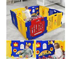 Goplus - Baby Laufgitter, Laufstall mit Spielzeug, Absperrgitter mit Tür & Schloss, Krabbelgitter