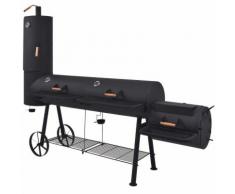 Hommoo Holzkohlegrill Smoker mit Ablage Schwarz XXXL