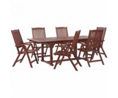 Beliani - Gartenmöbel Akazienholz Dunkelbraun 6-Sitzer ausziehbarer Tisch Garten Terrasse Balkon