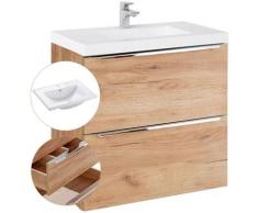 Waschtisch-Unterschrank 60cm mit Keramik-Waschbecken TOSKANA-56 in Wotaneiche, b/h/t ca. 61/61/46 cm