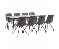 9-tlg. Essgruppe Dunkelbraun Kunstleder