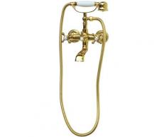 Mischbatterie Badewannen Wannen Dusch Armatur Handbrause Retro Gold 8305