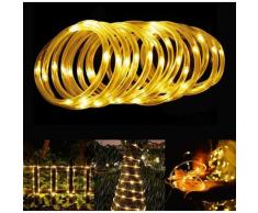 Solar Lichterkette Aussen, 12M 100 LED Solar Lichtschlauch, Automatisch An/Ausschalten Wasserdicht