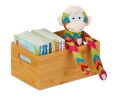 Relaxdays - Aufbewahrungskiste Bambus, stabil, offen, Ordnungsbox ohne Deckel, HBT: 14 x 30 x 20