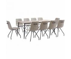 11-tlg. Essgruppe Grau Kunstleder