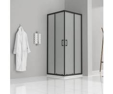 Duschkabine mit Schiebetüren Eckdusche mit Rollensystem aus satiniertem ESG Glas 185cm Hoch mit
