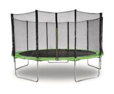 Trampolin Yoopi Ø 4.60 m - Grün - mit Netz + Sicherheitsleiter + Schutzhülle + Befestigungsset