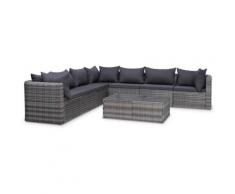 Vidaxl - 8-tlg. Garten-Lounge-Set mit Auflagen Poly Rattan Grau