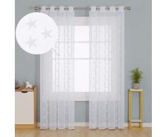 Vorhang mit Ösen Dekosachl Transparent Gardinen Kinderzimmer Stern, 2er Set, 140x245