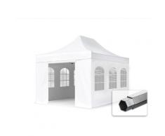 TOOLPORT Faltpavillon 3x4,5 m PROFESSIONAL Alu 40mm, Seitenteile mit Rechteckfenstern, weiß