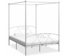 Himmelbett-Gestell Weiß Metall 160 x 200 cm