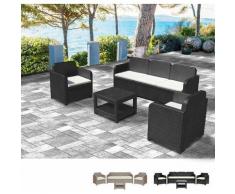 Loungeset Gartenmöbelset Outdoor Rattan Tisch Sofa Sessel 5 Pläzte Positano | Schwarz - Grand Soleil