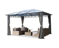 Gartenpavillon 3x4 m wasserdicht ALU DELUXE Polycarbonat Dach 8mm Pavillon 4 Seitenteile Partyzelt