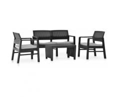 Asupermall - Garten-Lounge-Set mit Auflagen 4-tlg. Kunststoff Anthrazit