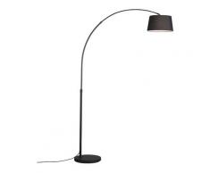 Qazqa - Moderne Bogenlampe schwarz mit schwarzem Stoffschirm - Arc Basic - Schwarz
