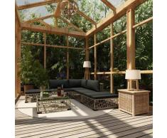 Topdeal 6-tlg. Garten-Lounge-Set mit Auflagen Poly Rattan Grau 30147