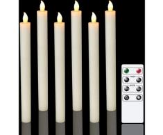 6er-Pack batteriebetriebene LED-Kerzen mit Fernbedienung und Timer, echtes Wachs, flackerndes,