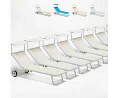 20 Sonnenliegen Strandliege aus Aluminium mit Rollen für Garten Swimmingpool Alabama | Weiß