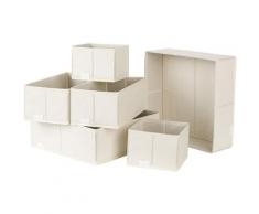 Homfa - 6er Set Aufbewahrungsbox faltbar Ordnungsbox Faltbox Stoff für Regale und Schubladen (Beige)