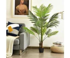 130CM Kunstbaum mit Kunststoff-Topf Phoenix Palme, Tropische Kunstpflanze mit realistischem Design