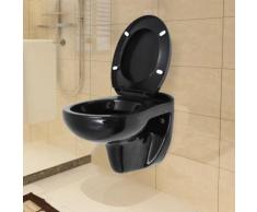 Wand-WC mit Absenkautomatik-Sitz Keramik Schwarz