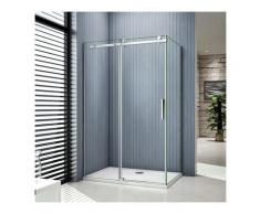 115x90x195cm,Seitenwand Größe:90cm Duschabtrennung Schiebetür Duschkabine 8mm NANO GLAS