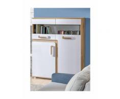 Jugendzimmer - Kommode Oskar 16, Farbe: Eiche Hellbraun / Weiß - 136 x 110 x 40 cm (H x B x T)