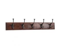 Wandgarderobe aus Massivholz und handgeschmiedetem Eisen mit Nussholz Finish 76x13x22 cm.