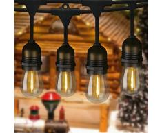 ZMH Lichterkette Aussen Balkon Deko LED Lichterketten Gluehbirnen Garten S14 Warmweiss 15M 15er