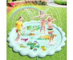 Splash Pad,Sprinkler Play Matte, 200CM Wasser-Spielmatte Sprinkler Kinder Anti-Rutsch,Einstellbare