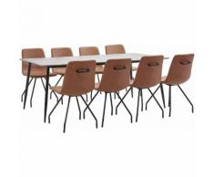 9-tlg. Essgruppe Braun Kunstleder