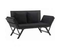 vidaXL Gartenbank mit Auflagen 176cm Poly Rattan Schwarz - Schwarz