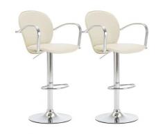 Barhocker mit Armlehne 2 Stk. Creme Kunstleder