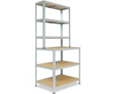 Home 190x100x60cm Werkbank Regal Schwerlast verzinkt 145kg Tragkraft / Schwerlast Steckregal mit 6