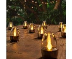 10er Set LED Solar Tischleuchte/Kerzen außen, Teelichter Edelstahl Kunststoff,