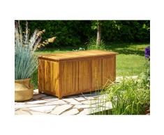 Auflagenbox 117cm Akazien Holz Innenplane vorgeölt Holztruhe Kissenbox Gartenbox Gartentruhe Truhe