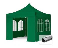 Faltzelt PROFESSIONAL 3x3 m mit Fenstern Faltpavillon ALU Pavillon Partyzelt in grün PROFIZELT24