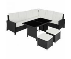 Rattan Lounge mit Stahlgestell Barletta - Loungemöbel, Gartenmöbel, Gartengarnitur - schwarz
