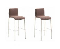 2er Set Barhocker KADO Stoff square flach-braun-Edelstahl