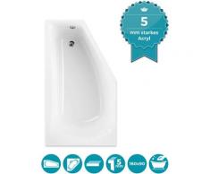 ® Raumsparende Eckbadewanne 160x90 cm, Acrylwanne Modern Small, platzsparende Badewanne in rechter