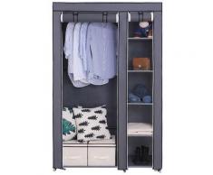 106x44x170cm Tragbare Garderobe Kleiderschrank mit Vliesstoff Grau - grau
