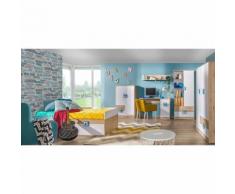 Kinderzimmer Komplett - Set D Fabian, 6-teilig, Farbe: Eiche Hellbraun / Weiß / Blau