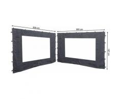 2 Seitenteile mit PE Fenster 300x197cm für Rank Pavillon 3x3m Seitenwand Anthrazit RAL 7012