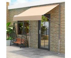 Homfa Markise Klemmmarkise Sonnenschutz Faltarm Handkurbel Balkon 3x1,5m Beige